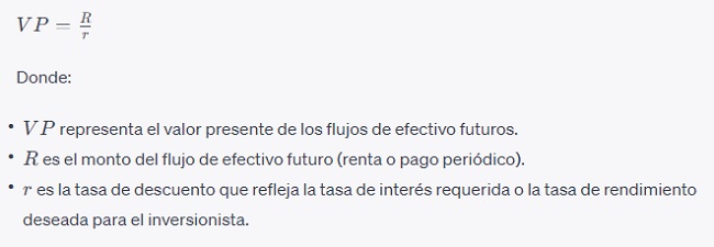  fórmula básica para calcular la capitalización de rentas